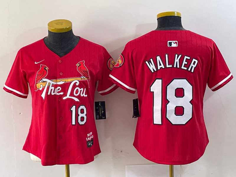 Women%27s St Louis Cardinals #18 Jordan Walker Red 2024 City Connect Limited Stitched Baseball Jersey